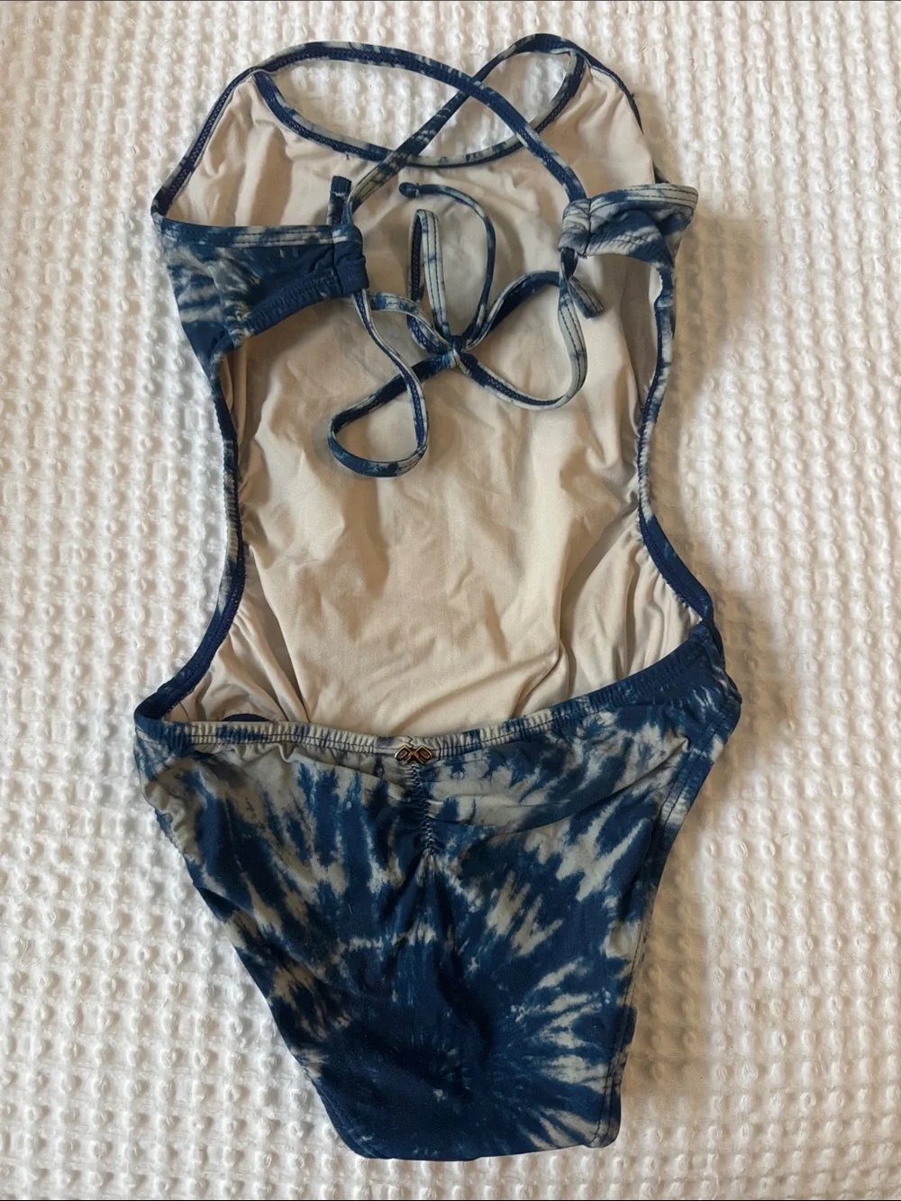 PQ Swim Girls Navy Blue and White Tie-Dye One-Piece Swimsuit